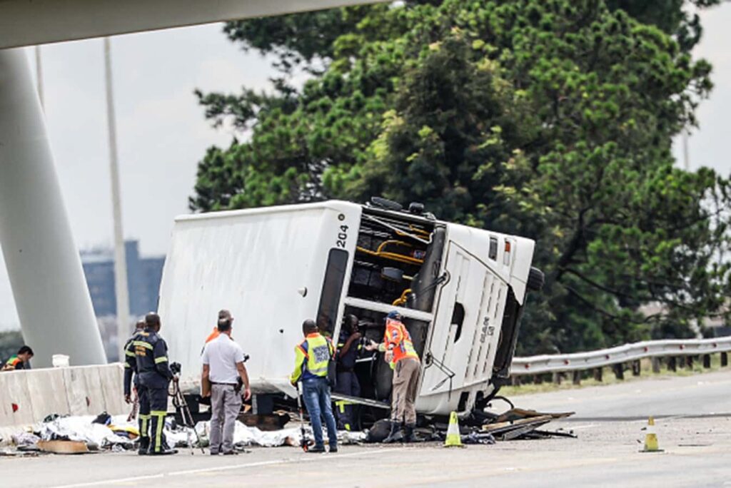 A bus has met with an accident on a road in Las Vegas, NV