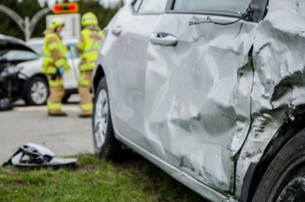 A car is hit in an accident in Las Vegas, NV