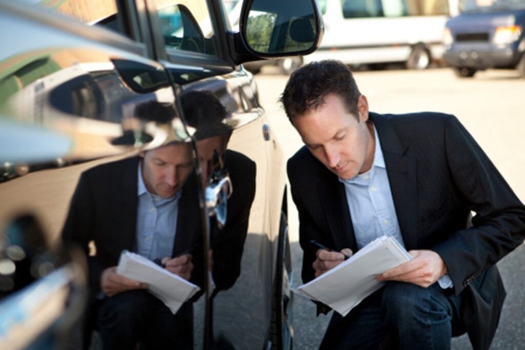 A man is filing claims for his car in Las Vegas, NV